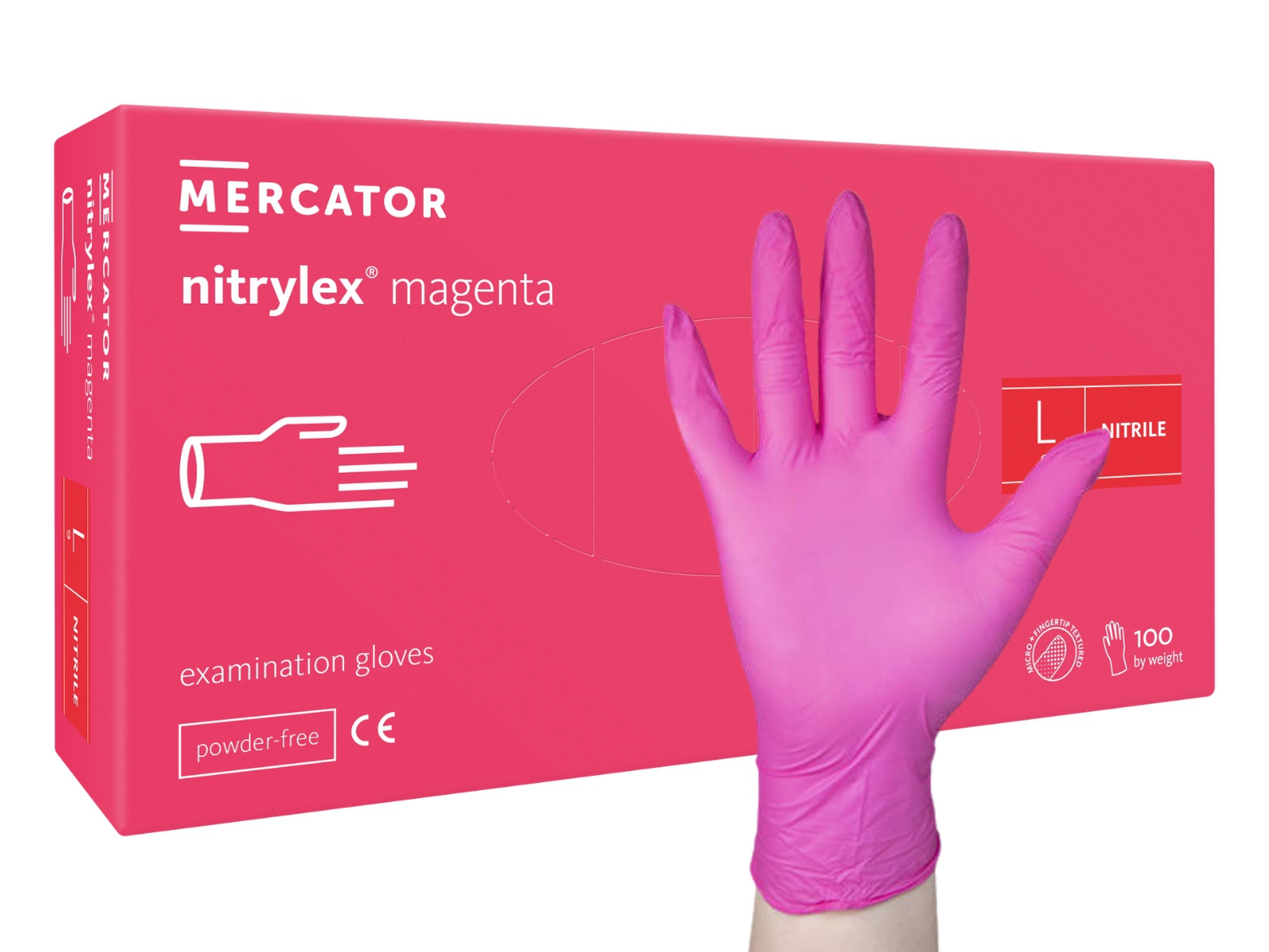 Rękawice Nitrylex Magenta L Mercator KARTON